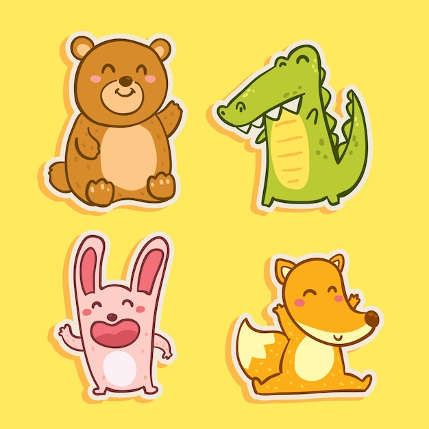 Free Vector funny sticker hand-drawn collection