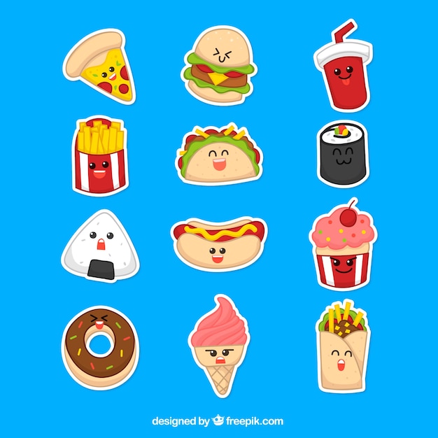 Funny stickers of modern food