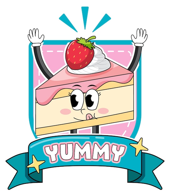 Free Vector funny strawberry cake cartoon character