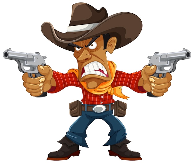 Free Vector furious cowboy with gun a cartoon character