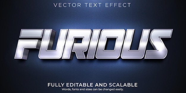 Furious editable text effect metallic and shiny text style