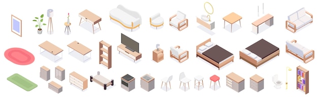 Furniture isometric composition with isolated image of modern soft chair on blank background vector illustration