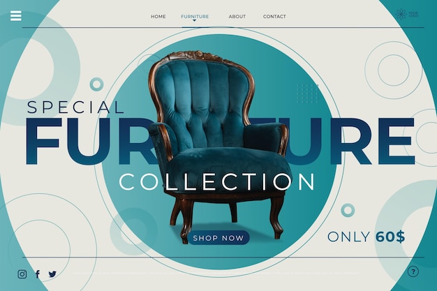 Free Vector furniture landing page template