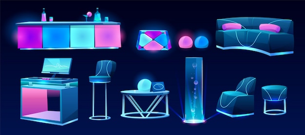 Free Vector furniture for night club or bar, interior design