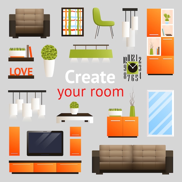 Free Vector furniture objects set