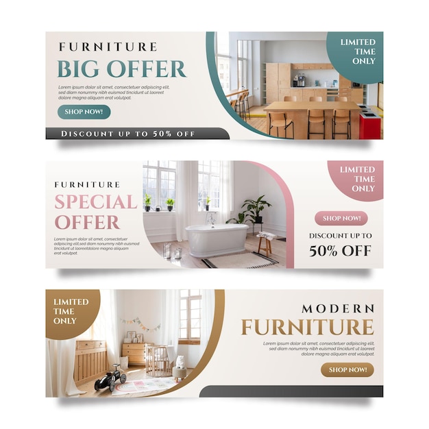 Free Vector furniture sale banner template