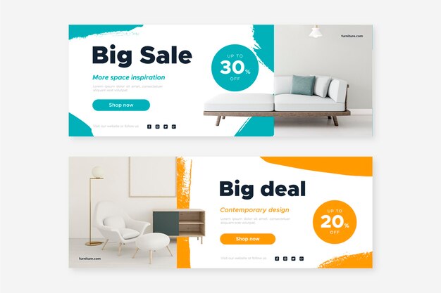 Furniture sale banners set with picture