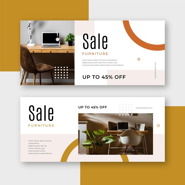 Furniture sale banners with discount