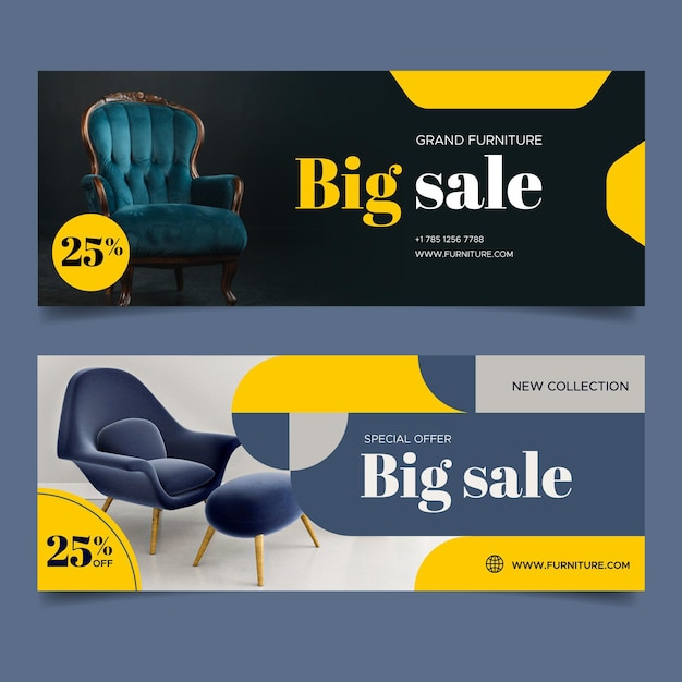 Furniture sale banners with discount