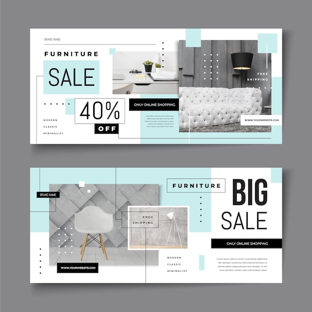 Free Vector furniture sale banners with discount