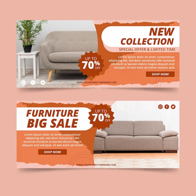 Free Vector furniture sale banners with discount