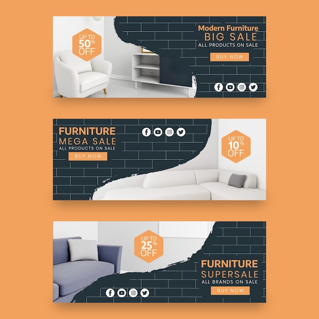 Free Vector furniture sale banners with photo