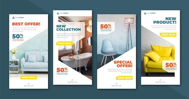 Free Vector furniture sale ig stories collection with image