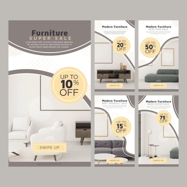 Free Vector furniture sale instagram stories with photo