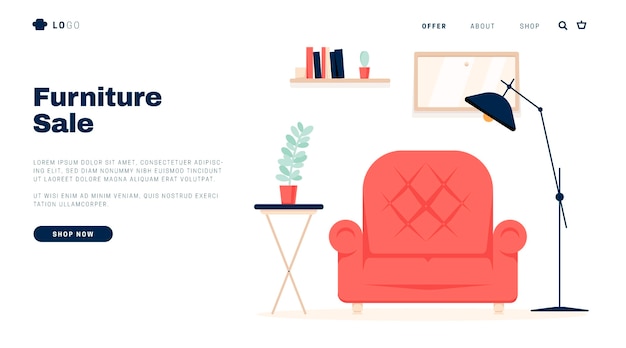 Free Vector furniture sale landing page