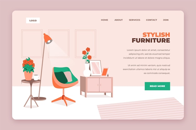 Free Vector furniture sale landing page