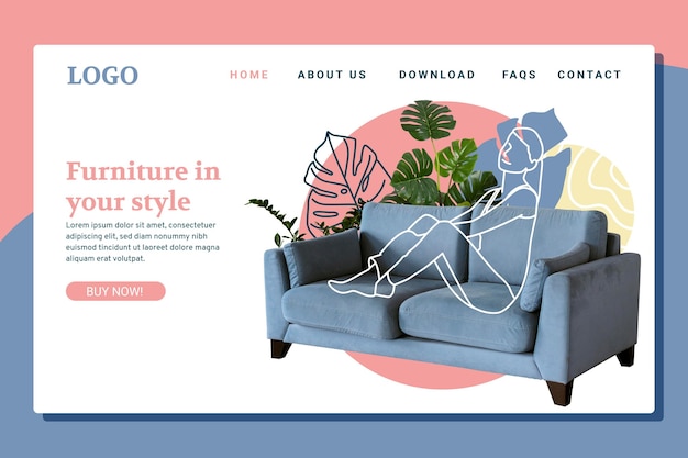 Free vector furniture sale landing page