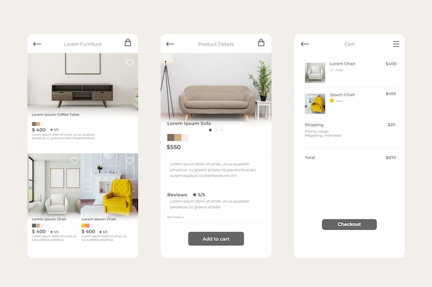 Furniture shopping app concept