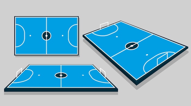 Futsal field in different perspectives