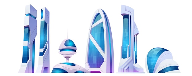 Free Vector future city futuristic buildings with glass facade