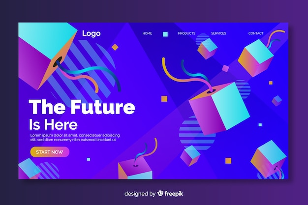 The future is here 3d geometric landing page