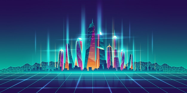 Free vector future metropolis virtual model cartoon