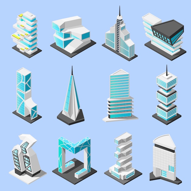 Futuristic Architecture Isometric Set