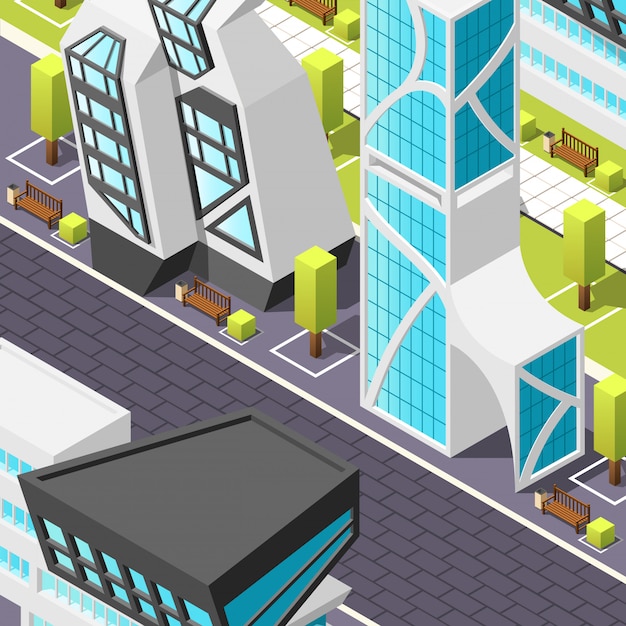 Free Vector futuristic architecture isometric  