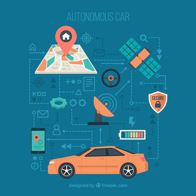 Free vector futuristic autonomous car with flat design