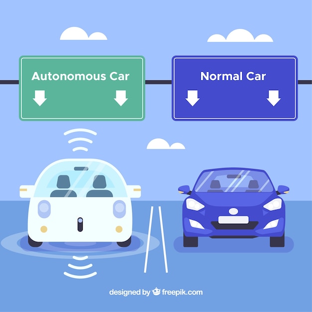 Free Vector futuristic autonomous car with flat design