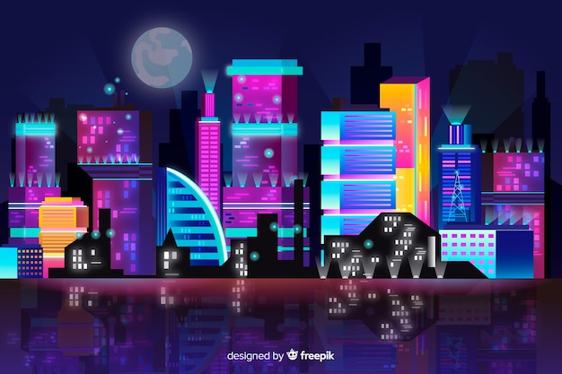 Futuristic city skyline background