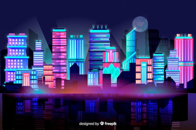 Free Vector futuristic city skyline background