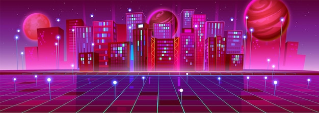 Futuristic city with global communication grid