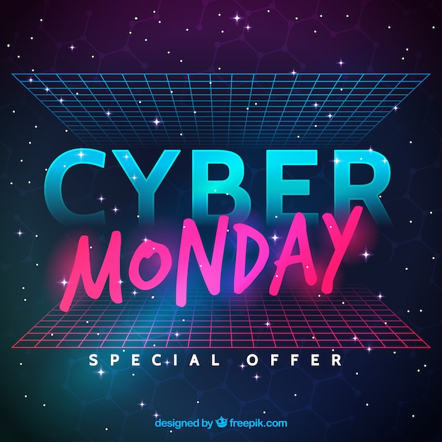 Free vector futuristic cyber monday design