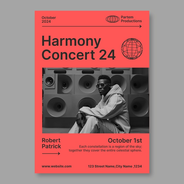 Futuristic duotone concert flyer template