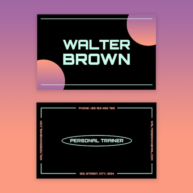 Futuristic duotone walter brown personal trainer business card