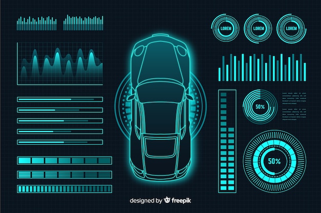 Futuristic hologram of a car