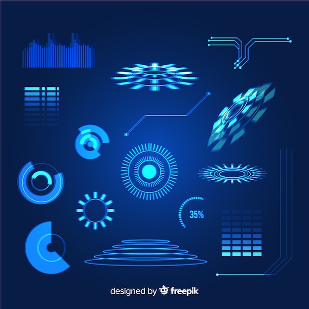 Futuristic hologram infographic element collection