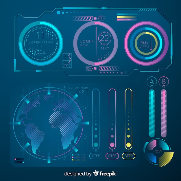 Futuristic hologram infographic element collection