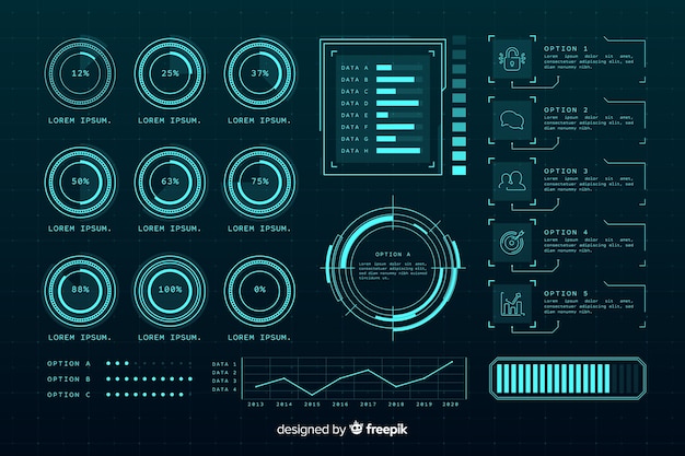 Futuristic holographic infographic element collection