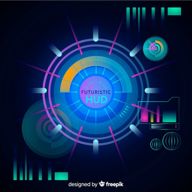 Free vector futuristic hud interface with gradient style