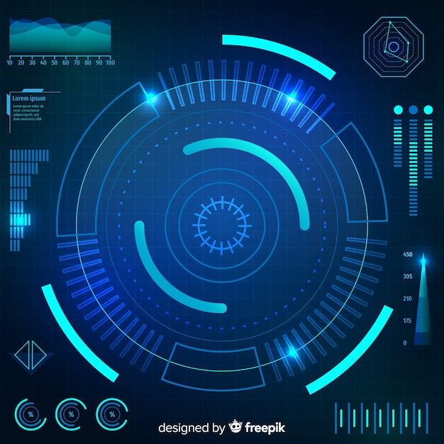 Free vector futuristic hud interface with gradient style