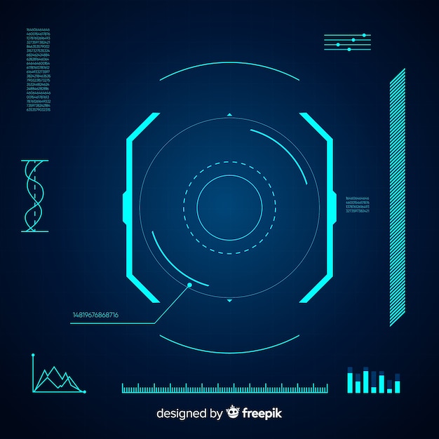 Free vector futuristic hud interface with gradient style