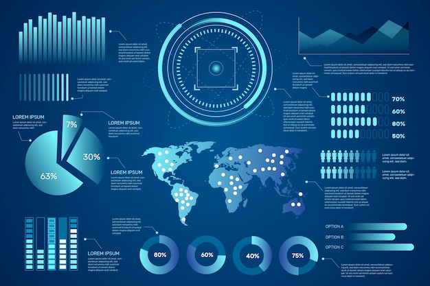 Free Vector futuristic infographic collection