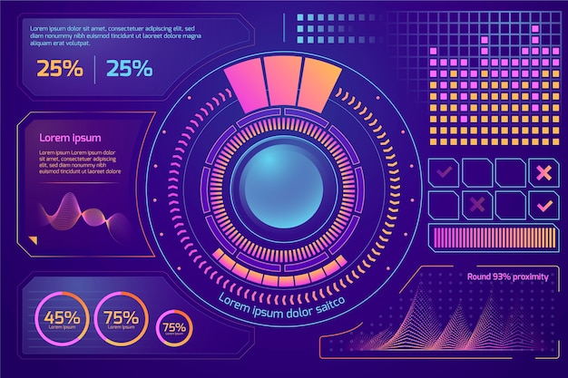 Free Vector futuristic infographics template design