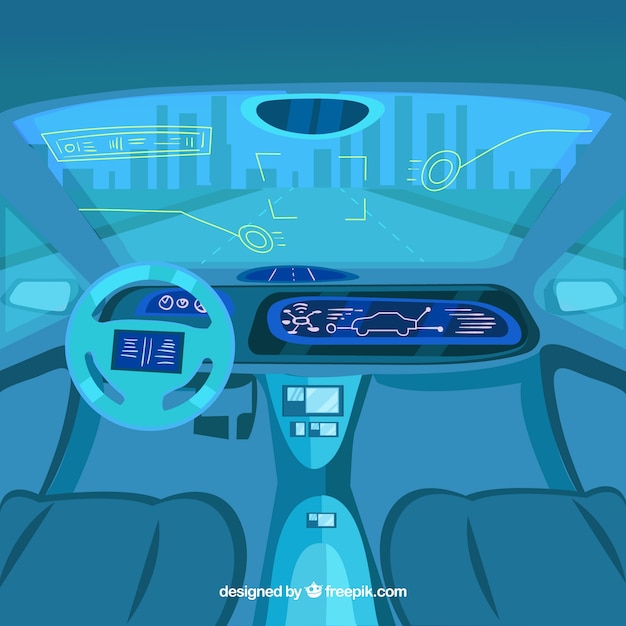 Free vector futuristic interior design of autonomous car