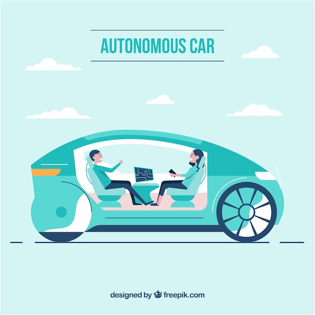 Free vector futuristic interior design of autonomous car