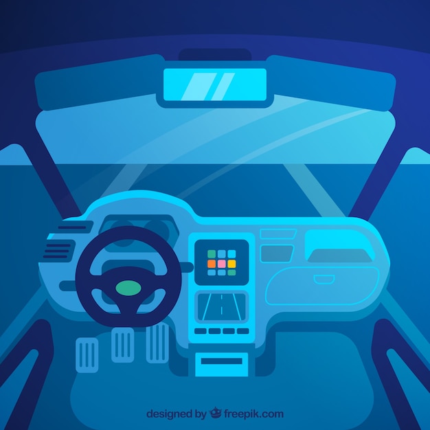 Free vector futuristic interior design of autonomous car