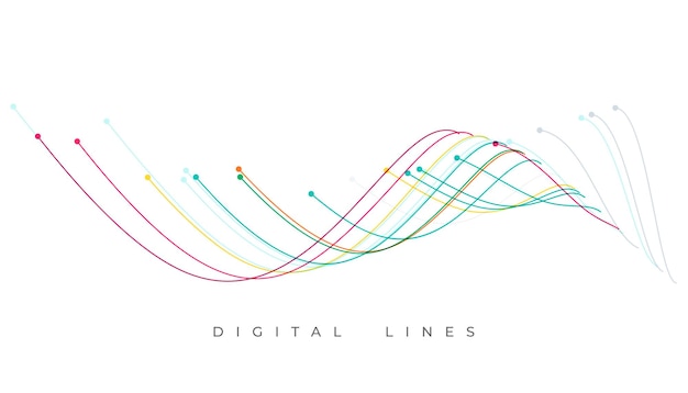 Free Vector futuristic and modern web fiber cable background in wavy style vector