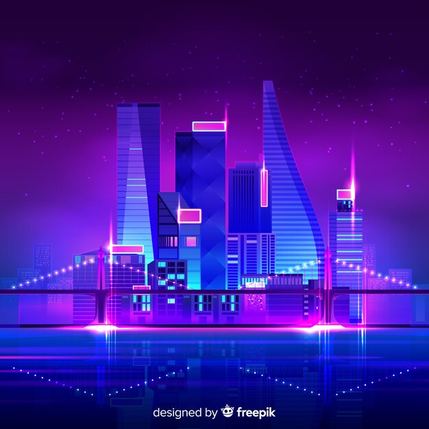 Futuristic night city background